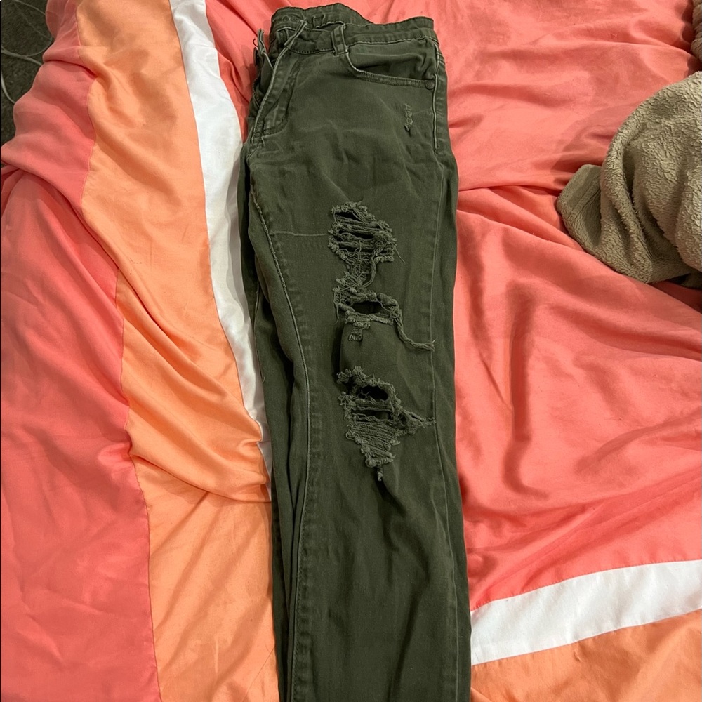 Green Ripped Jeans